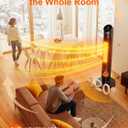 Uthfy 38 Space Heater for Indoor Use, Electric Room Heater with Flame Effect, 120 Oscillation, 24H Timer, Remote Control, Thermostat & ECO Mode, Tip-over & Overheat Protection for Large Rooms