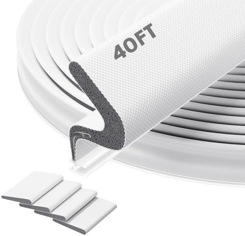 Pluden 40FT Kerf Weather Stripping Door Seal - Door Weather Stripping Seal Strip for Door Frame Exterior Soundproof Weather Strips (40FT,White)