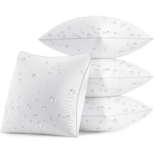 MIULEE Pack of 4 18x18 Outdoor Pillow Inserts, Waterproof Decorative Square Throw Pillow Inserts for Patio Sofa Garden Porch Couch