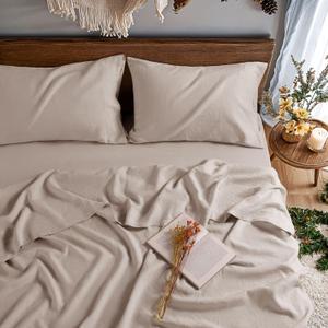 100% France Linen Sheet Queen Sheet Set Luxury 4 pcs Deep Pocket Sheets Up to 16" Bedding Sheet All Season (Linen, Queen)