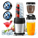 12-Piece Smoothie Blender Maker 25,000 RPM Personal Blender for Ice Crushing Smoothies & Frozen Drinks Nuts with 23oz, 32oz, 37oz Portable Cups Two 6-Leaf Stainless Steel Blades, Silver