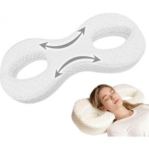 FITHUGOO Face Pillow for Wrinkles, Anti Wrinkle Pillow for Beauty Sleep, Memory Foam Side Sleep Beauty Pillow for Protect Your Hair and Skin (White) (Figure Eight)