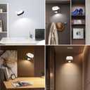 Amouhom LED Wall Sconce with Remote Touch Control Wall Mounted Night Light 5 Brightness Levels &7 Colors with 2500 mAh Battery 360 Rotating Bedside Lamp for Bedroom Living Room (B02-white)