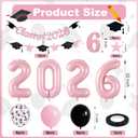 Graduation Balloons Class of 2026, 32 Inch Pink 2026 Number Foil Balloons Star Cap Garland Banner Pastel Pink Black Confetti Balloons Set for Senior High School College Congrats Grad Party Decorations