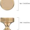 10 Pack 1-1/5"(30mm) Gold Knurled Cabinet Knobs for Dresser Kitchen Knobs for Cabinets Brushed Gold Cabinet Pulls Hardware