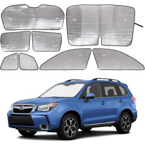 Windshield Sunshade Kit for Subaru Forester SJ 2014-2018 Front Rear Window Shade Foldable Reflective Sun Visor Privacy Protection UV Blocker HeatShield Windshield Side Rear Window Full Set