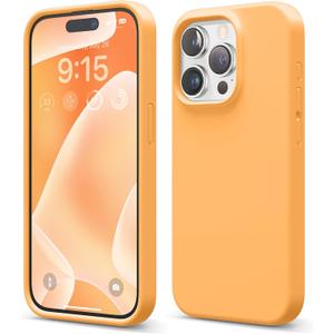 elago Compatible with iPhone 15 Pro Case, Liquid Silicone Case, Full Body Protective Cover, Shockproof, Slim Phone Case, Anti-Scratch Soft Microfiber Lining, 6.1 inch (Orange)