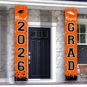 2026 Graduation Decorations, Graduation Banner Class of 2026, Hanging Congratulations/Congrats Grad Banner for Door and Porch, Party Decor - Orange