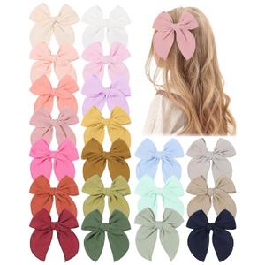 doboi 5.5 Inch 20PCS Baby Girls Fable Hair Accessories: Muslin Gauze Long Tail Hand-Tied Alligator Clips for Toddlers and Kids