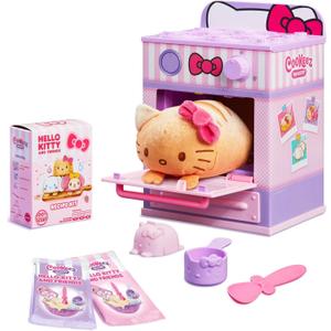 Hello Kitty & Friends Oven Playset  Interactive Bake & Reveal Toy, Includes Mystery Warm Scented Plush (Hello Kitty, Cinnamoroll, or My Melody), Mixing Tools, Dough, Accessories, 5+