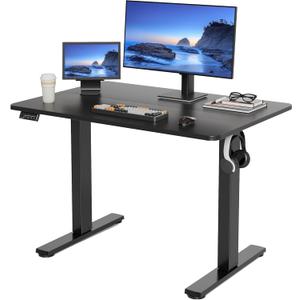 LongKe Electric Standing Desk Adjustable Height, 40x24 Inches Sit Stand up Desktop for Home Office, Ergonomic Rising Computer Table with Memory Preset, Black