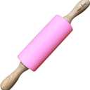 Silicone Rolling Pin for Baking - Nonstick Surface Wooden Handle (17" Large)