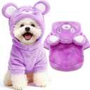 Dog Hoodie with Bear Ears Fleece Dog Sweater for Small Dogs French Bulldog Clothes Puppy Costume for Small Dogs XS Winter Clothes Cozy Pet Fleece for Cats (Medium, Purple)