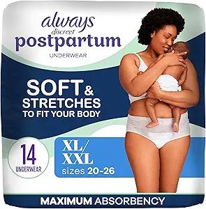 Always Discreet Postpartum UW XL, 14ct.