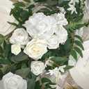 Ling's Moment Flower Garland - 6FT Eucalyptus & Rose - Sweetheart Table Decor for Wedding Reception, Artificial Floral Garland for Mantle, Spring Garden Ceremony, Christmas Decoration, Ivory White