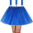 Sintege 3 Pcs Women's Tutu Costume, 5 Layered Tulle Tutu Skirt Y Back Adjustable Elastic Straps Striped Socks, One Size