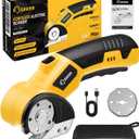 Saker Cordless Electric Scissors,Cardboard Box Cutter,4V Rechargeable Rotary Cutter with Safety Lock & LED Light,Cardboard Cutter for Cutting of Fabric, Leather, Carpet, Plastic, and More(2 Blades)