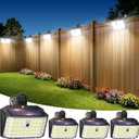 LUHLEE 176LED Clip on Solar Lights Outdoor, 800LM Solar Motion Lights Outdoor with 180 Wide Angle, IP65 Waterproof Portable Solar Fence Lights Outdoor for Fence, Gutter, Garden, Camping, Patio 4Pack