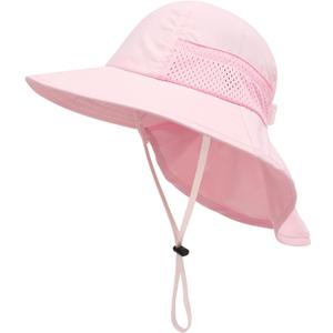XIAOHAWANG Girls Sun Hat Baby Beach Hats Boys UPF 50+ Kids Summer Protection Cap Toddler Breathable Caps Wide Brim Neck Flap