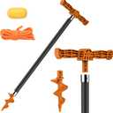 itayak Boat Sand Anchor, 20"/40" Shallow Water Anchor Pole for Boat and PWC, High-Strength Carbon Fiber Tubes, Nylon Glass Fiber Auger, Orange (6.6FT Long Line-Buoy Set Included)