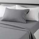 Amazon Basics Lightweight Super Soft Easy Care Wrinkle-Free Breathable Brushed Microfiber 3-Piece Bed Sheet Set with 14-Inch Deep Pockets, Twin, Dark Gray, Solid