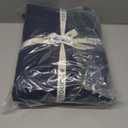 MooMee Bedding Duvet Cover Set 100% Washed Cotton Linen Like Textured Breathable Durable Soft Comfy (Solid Navy, King 104"x90")