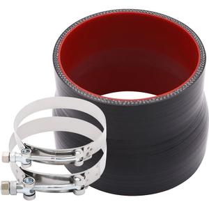 Straight ID 3.5 to 4 inch Black Silicone Reducer Coupler with 2 T-Bolt Clamps 4 Layers of Polyester Reinforcement Suitable High Level Turbo Pipe