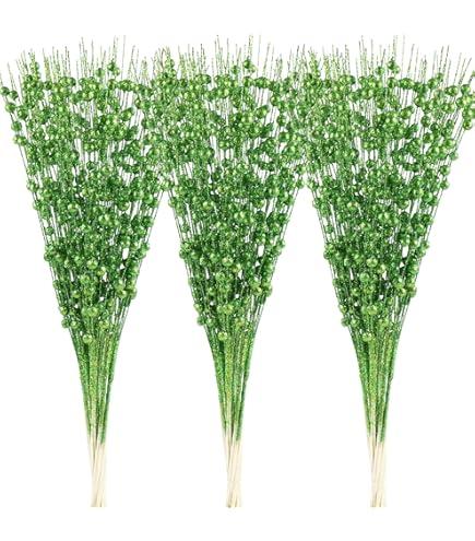 4 Bundles Artificial Christmas Red Berry Stems, Fake Pine Branches and Berry Stems Greenery for Home Decor, Faux Christmas Garland Tree Picks and DIY Crafts Indoor