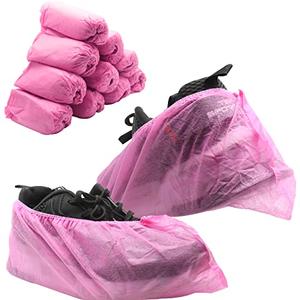 Piutouyar Shoe Covers Disposable Non-slip for Indoors 100 Pack (50 Pairs) Shoe & Boot Covers Disposable Booties Shoe Covers, One Size Fits All, Pink