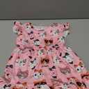 Toddler Little Girl Summer Dresses Kids Cute Casual Flutter Sleeve Tiered Smock Dress 2-7 Years (3-4T, Pink/Cat)