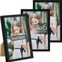 upsimples 4x6 Picture Frame Set of 3, Made of High Definition Glass for 4 x 6, Wall and Tabletop Display Thin Border Photo Frames for Home Decor, Black