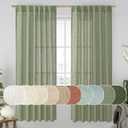 LAMIT Sage Green 72 inch Linen Curtains for Living Room 2 Panels, Linen Textured Light Filtering Semi Sheer Back Tab and Rod Pocket Window Curtain Panels for Bedroom/Farmhouse, 52 x 72 Inch