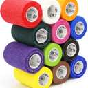 OK TAPE Self Adherent Cohesive Bandages Wrap - 12Packs, 3" x 5 Yards, Non-Woven Self Adhesive Bandage Wrap for Thumb, Finger, Wrist, Ankle, Vet Wrap Bandages Tape (Mixed Colors)