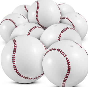 Bedwina Inflatable Baseball Balls (Pack of 12) 16-inch, Beach Balls Bulk for Beach Toys & Baseball Birthday Party Decorations & Party Favors for Kids, Goodie Bags Stuffers