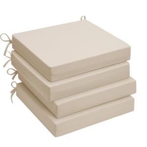 UNIKOME Outdoor Chair Cushions Pack of 4, Water Resistant Patio Cushions with Ties, High Density Sponge Filling Square Corner Seat Cushions for Outdoor Furniture, 19"*19"*3", Beige
