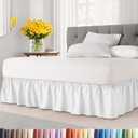 Wrap Around Dust Ruffle Bed Skirt - White - for King Size Beds with 18 Inch Drop - Easy Fit Elastic Strap - Adjustable Pleated Bedskirt w/Brushed Fabric - Wrinkle Free - for Women, Men, Kids & Teens