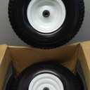15x6.00-6 Flat Free Lawn Mower Tire and Wheel, Comes with Tire Saver Ramp, 15x6-6nhs Riding Mowers Lawn Tire and Wheel with 3/4" Bearing, 3" Centered Hub, 2 Pack