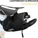 PARDUS Bike Saddle Bag, Water Resistant Bicycle Seat Bag, Durable Under Seat Storage Pouch with Multi-Tool Sleeves, Small Compact Bike Bag, Black