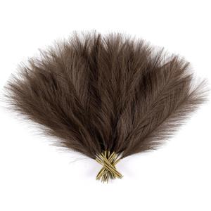 Dark Brown Pampas Grass Decor, 30 Pcs 17" Faux Pampas Grass Short Decor, Pompas Grass Flower Arrangement and Vase Filler for Boho Home Wedding Decoration