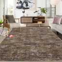 Living Room Area Rug 9x12 Machine Washable Rug Non-Slip Stain Resistant Modern Abstract Bedroom Rug Contemporary Throw Floor Carpet for Dining Room Solid Area Rug for Home Office, Brown
