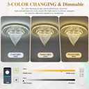 30" Gold Crystal LED Flush Mount Chandelier with Remote/APP