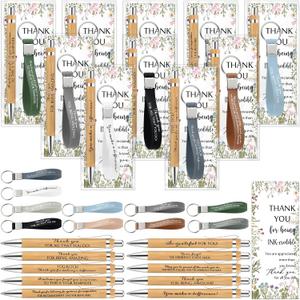 Geyoga 30 Sets Employee Appreciation Gifts Bulk Inspirational Bamboo Pen and Silicone Keychain with Card for Coworker Teacher Student