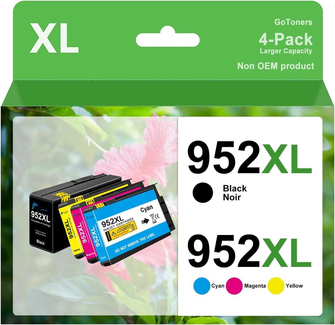 GoToners 952XL Latest Upgrade Compatible Ink Cartridges Combo Pack Replacement for HP 952 XL Use for Officejet Pro 8710 8720 7740 8210 8740 8715 7720 8725 8730 (4, XL)