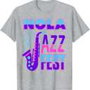 Jazz Music Fest NOLA Jazz Festival Saxophone Souvenir T-Shirt, L