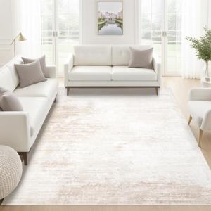 Area Rugs 6x9 Living Room: Washable Rug Modern Abstract Large Rug Soft Non Slip Neutral Rugs Stain Resistant Indoor Carpet for Bedroom Kitchen Dining Room Table Nursery Home Office Rugs(Beige,6'x9')