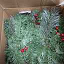 TURNMEON 6 Ft by 10 Inch Prelit Christmas Garland with Timer 30 Warm Lights 8 Pine Cone Snowy Bristle Pine 56 Berry Battery Operated Real Touch Cedar Garland Xmas Home Outdoor Indoor Fireplace Decor