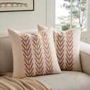 100% Cotton Farmhouse Leaves Throw Pillow Covers Set of 2, 18x18 Inch Terracota Pastoral Decorative Print Cushion Covers for Sofa Bed Living Room Home Decor