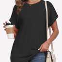 Womens Tops Summer Oversized T Shirts Short Sleeve Tunics Fashion Dressy Clothes Trendy Business Casual Outfits 2025 (Black, L)
