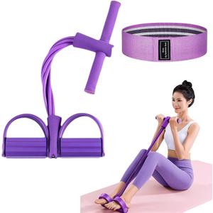 Pedal Resistance Bands with Handles, 6-Tubes Manual Tension Training Pedal, Multifunction Fitness Bands, Natural Rubber Foot Pedal for Strength Training, Tummy, Waist, Arm, Leg Slimming