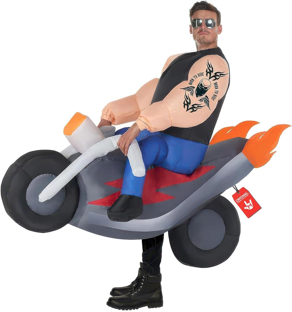 Morph Inflatable Biker Costume, Inflatable Motorcycle Costume, Blow Up Motorbike Rideable Inflatable Costume Adult
